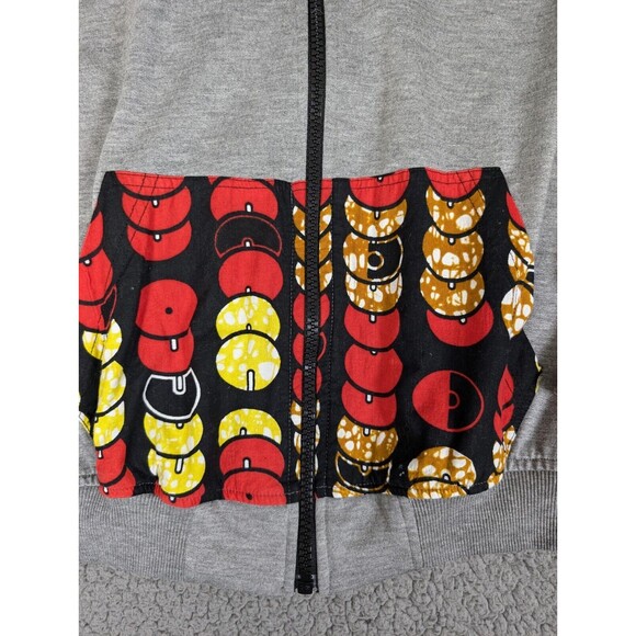 Urban African New York Hoodie Sweatshirt Tribal Prints Gray Zip Up Pockets XXL - Picture 7 of 9